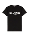 Balmain Black Crewneck T-shirt With Logo Lettering On The Front In Noir & Blanc