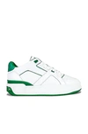 Just Don Luxury Courtside Low Leather Sneakers In White & Green
