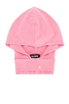 Raf Simons Pink Hoodie Neckpiece Beanie In Pink & White