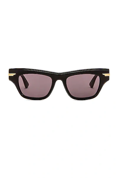 Bottega Veneta Acetate Feminine Soft Cat Eye Sunglasses In Shiny Black