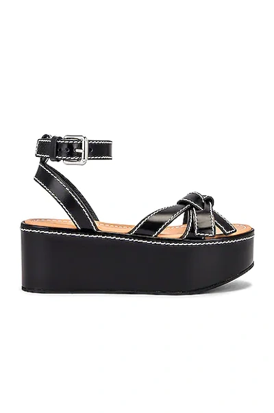 Loewe Womens Black Gate Knot-strap Leather Wedge Sandals 4