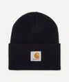 Carhartt Logo-patch Knitted Beanie In Dark Navy