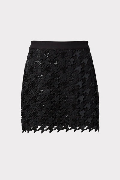 Milly Modern Mini Herringbone Sequin Skirt In Black