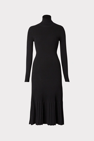 Milly Ribbed Turtleneck Dress In Black