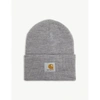 Carhartt Mens Grey Heather Acrylic Watch Brand-patch Beanie Hat In Grey Heather