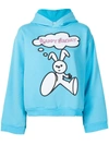 Natasha Zinko Happy Sunday Hooded Cotton-blend Sweatshirt In Blue