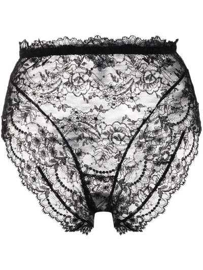 Dolce & Gabbana Floral-lace Briefs In Black