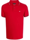 Emporio Armani Polo In Cotone Stretch Rosso Uomo In Red