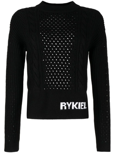 Sonia Rykiel Logo Crew-neck Jumper In Black