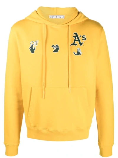 Off-white Hands Off-print Hoodie In Yellow