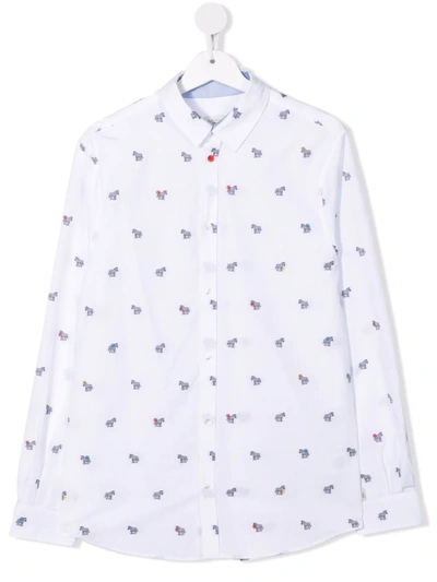 Paul Smith Junior Teen Zebra-embroidered Shirt In White