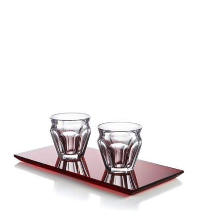 Baccarat Harcourt Coffee Tray Set In Red