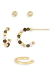Kendra Scott Scarlet Set Of 2 Earrings & Ear Cuff In Gold Olive Mix
