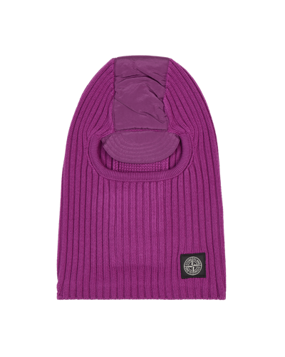 Stone Island Compass-patch Ribbed Knit Balaclava In Magenta