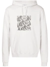 Saint Laurent Optical Illusion-print Relaxed Hoodie In Grey