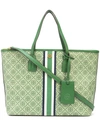 Tory Burch T Monogram Coated Canvas Small Tote In Arugula/gold