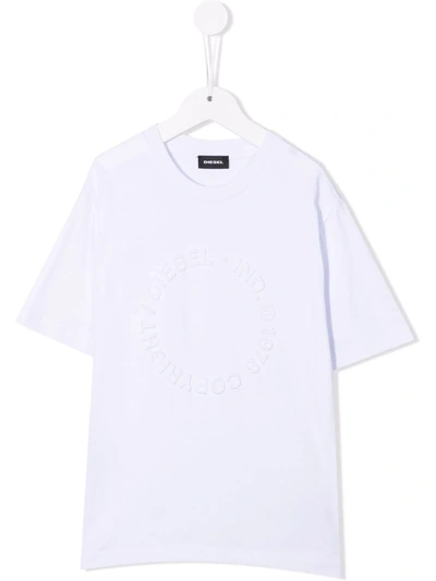 Diesel Kids' Embossed Logo T-shirt In White