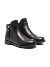Geox Leather Flat Ankle Boots In Black
