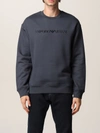 Emporio Armani Sweatshirt In Cotton And Modal In Indigo