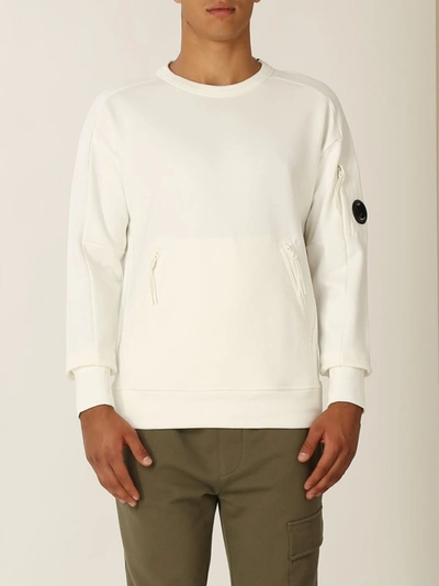 C.p. Company Logo Patch Crewneck Sweatshirt In White 1