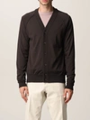 Paolo Pecora Cardigan In Stretch Wool In Burnt