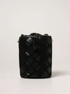 Furla Lipari  Bag In Suede And Woven Leather In Black