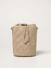 Furla Lipari  Bag In Suede And Woven Leather In Beige