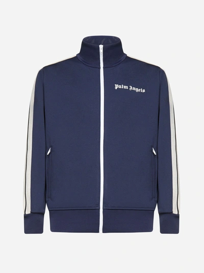 Palm Angels Logo Tech Jersey Track Jacket In Navy,white