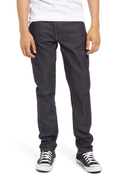 Nudie Jeans Lean Dean Slim-fit Tapered Stretch-denim Jeans In Black Skies