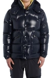 Moncler Coutard Nylon Laquè Down Jacket In Navy