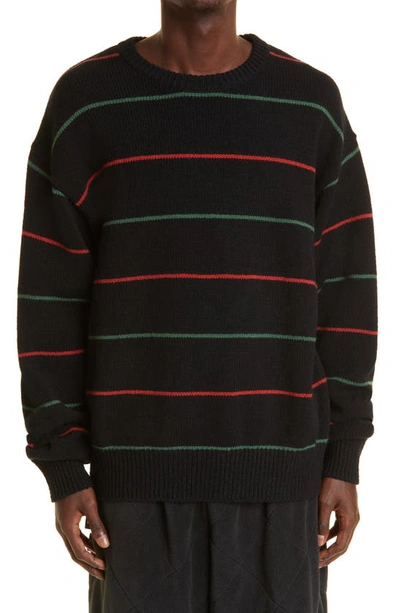Flagstuff Stripe Wool Blend Sweater In Black