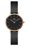 Daniel Wellington Melrose Mesh Strap Watch, 24mm In Rose Gold/ Black