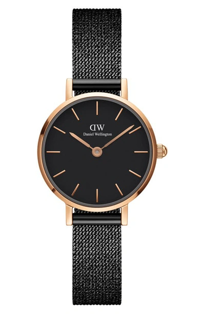 Daniel Wellington Melrose Mesh Strap Watch, 24mm In Rose Gold/ Black
