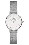Daniel Wellington Melrose Mesh Strap Watch, 24mm In Silver/ White