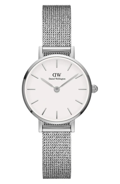 Daniel Wellington Melrose Mesh Strap Watch, 24mm In Silver/ White