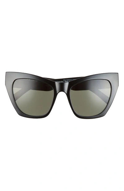 Le Specs So Sarplastic 54mm Cat Eye Sunglasses In Dark Grey / Khaki Mono