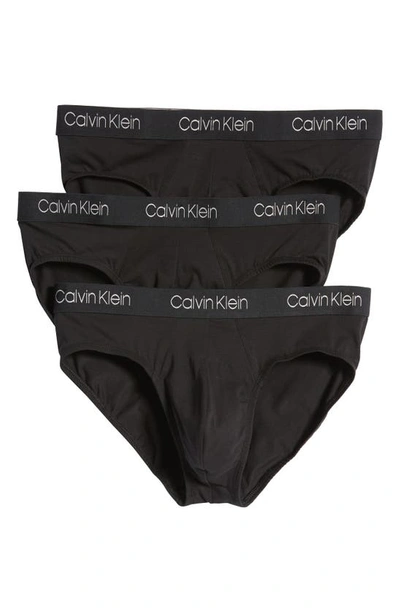 Calvin Klein Luxe 3-pack Stretch Pima Cotton Briefs In Black