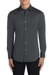 Bugatchi Ooohcotton® Tech Solid Knit Button-up Shirt In Charcoal