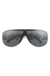 Versace 148mm Shield Sunglasses In White/ Dark Grey