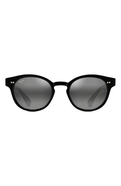 Maui Jim Joy Ride 49mm Polarized Round Sunglasses In Black