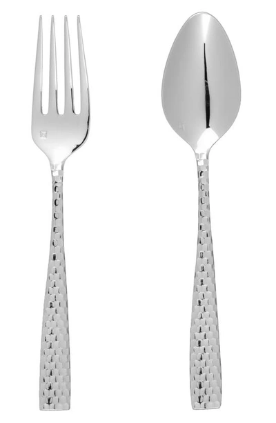 Fortessa Lucca Faceted 2-piece Serving Set In Silver