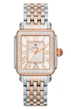 Michele Deco Madison Diamond Dial Watch Head & Bracelet, 33mm In Two-tone Pg