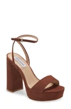 Steve Madden Lessa Platform Ankle Strap Sandal In Cognac Nubuck