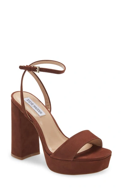 Steve Madden Lessa Platform Ankle Strap Sandal In Cognac Nubuck