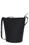 Mansur Gavriel Mini Leather Zip Bucket Bag In Black