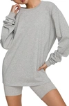 Good American Long Sleeve Crewneck T-shirt In Heather Grey001