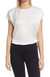 Halogenr Cap Sleeve Satin Blouse In Ivory Cloud