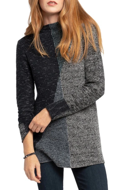 Nic + Zoe Chilled Angle Colorblock Sweater In Blue Multi