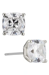 Nadri Modern Luv Small Emerald Cut Cubic Zirconia Stud Earrings In Rhodium
