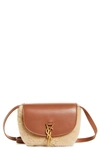 SAINT LAURENT SMALL KAIA LEATHER & GENUINE SHEARLING CROSSBODY BAG,61974029X3W